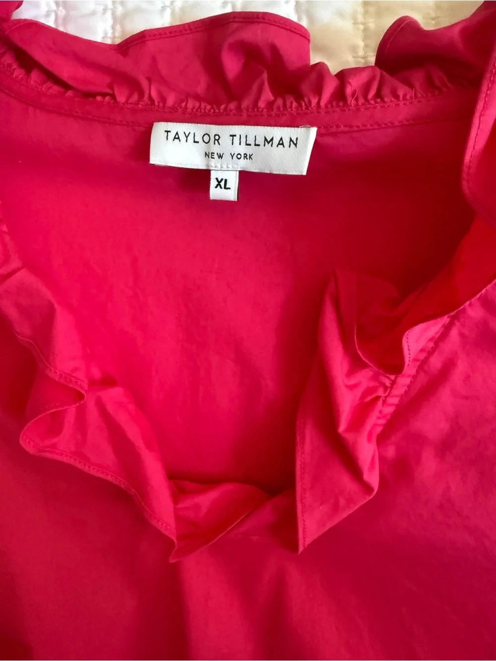 Taylor Tillman Hot Pink Ruffle V-Neck Mini Dress